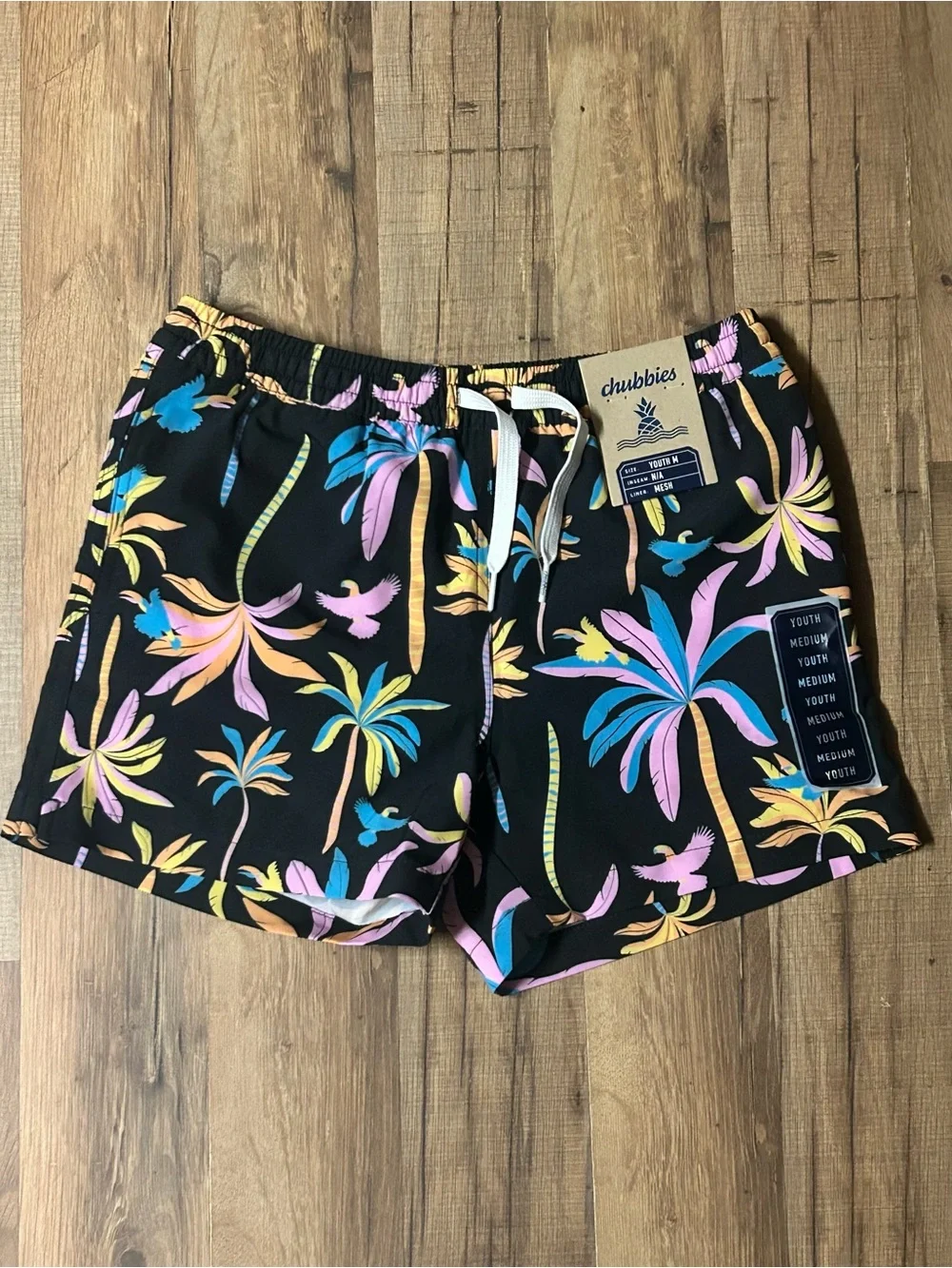Boys' Chubbies The Black Light Nights Swim Trunks 10-12 Years Youth Medium